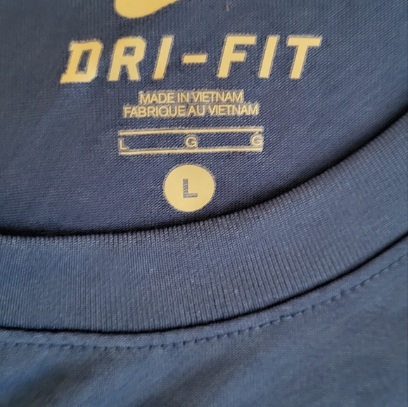 Nike Men's Large DRI-FIT S/S Tee Running/Hiking Blue/Black - Picture 3 of 6